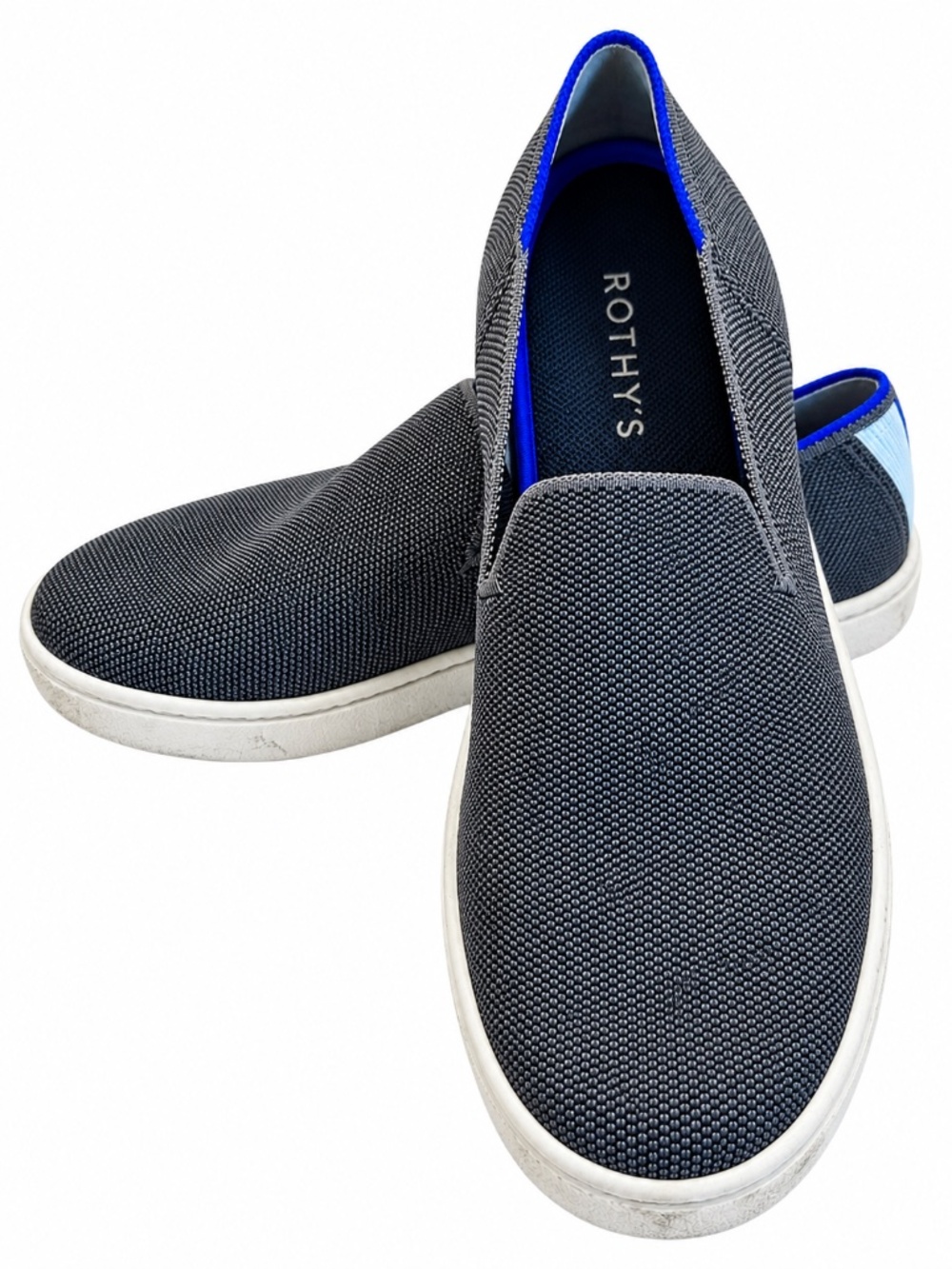Rothy’s Original Slip-On Sneakers Gray Blue Women’s 8.5